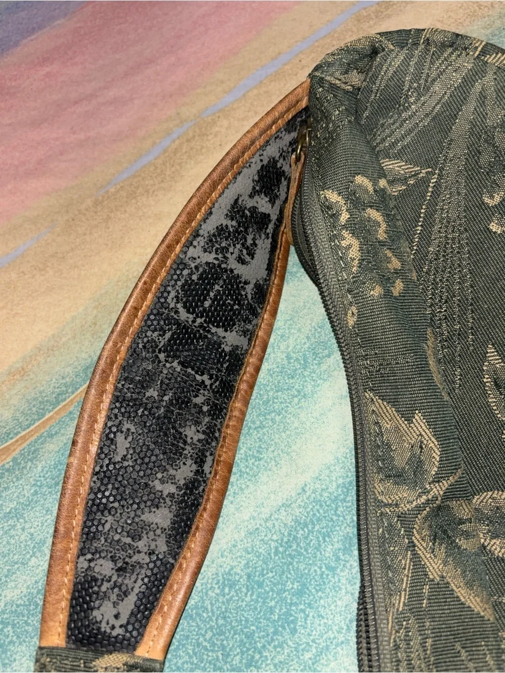 AmeriBag Embroidered colors black with olive gold and tan floral patterns